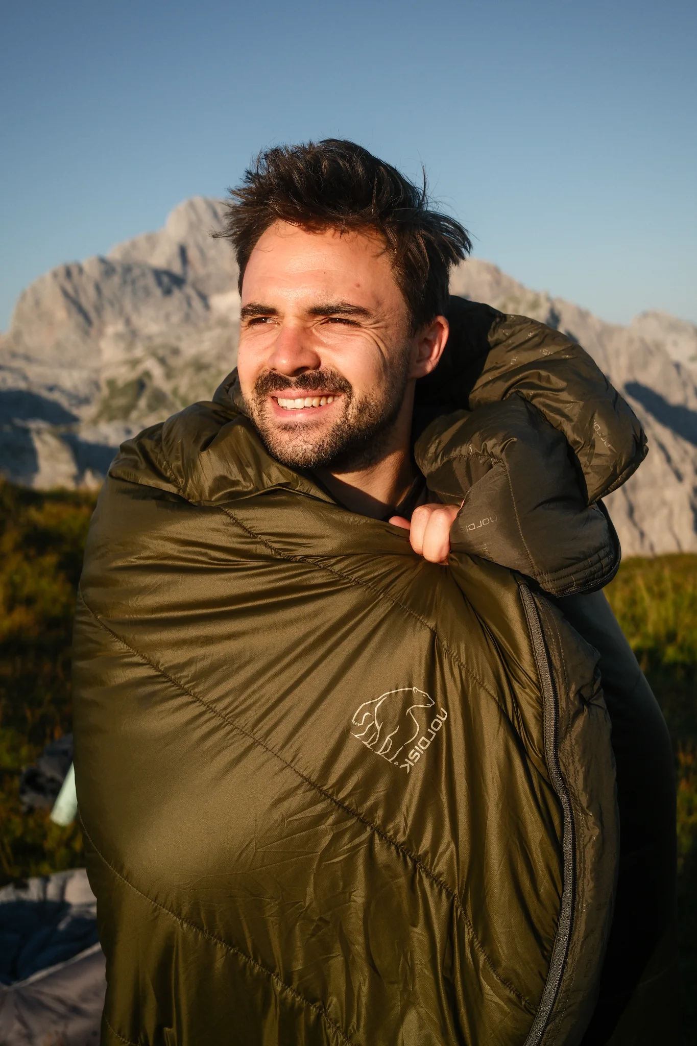 Nordisk Knuth synthetic sleeping bag at a campsite