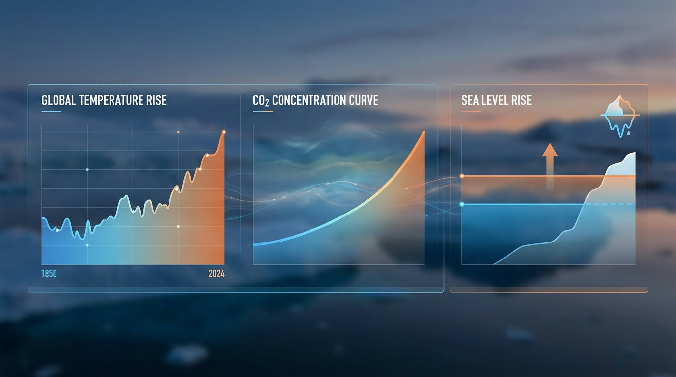 Infographic of the key climate change indicators