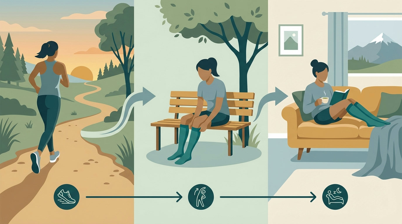 Illustration: Optimales Timing für Kompressionskleidung nach dem Training