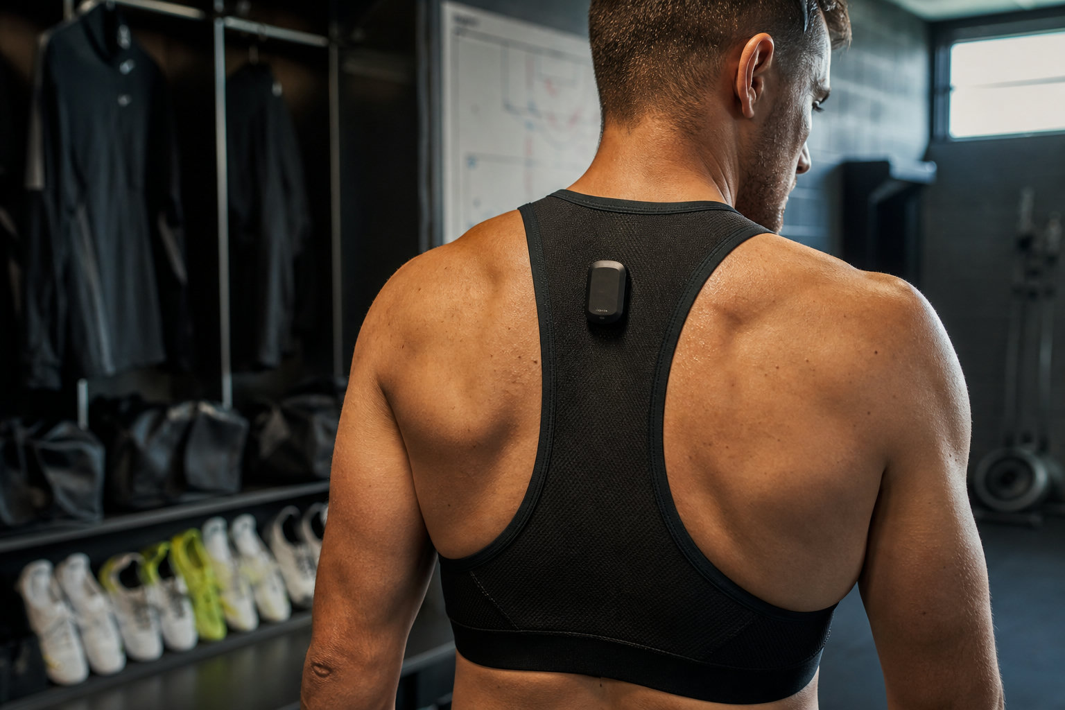 Performance tracking sensor worn in a football training vest