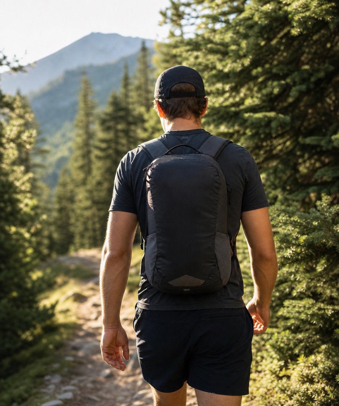 Deuter Race 16 while hiking on a mountain path